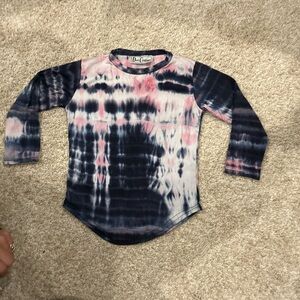 Designer- Dori Kids Tie-Dye Long Sleeve Shirt - Pink, Blue, White
